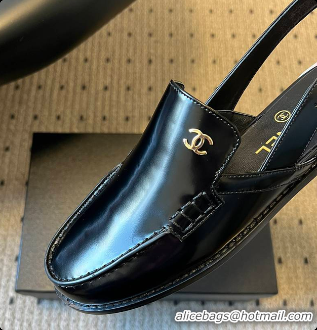 Grade Quality Chanel Slingbacks Shiny Calfskin Black 6080112