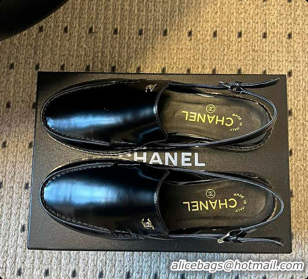 Grade Quality Chanel Slingbacks Shiny Calfskin Black 6080112