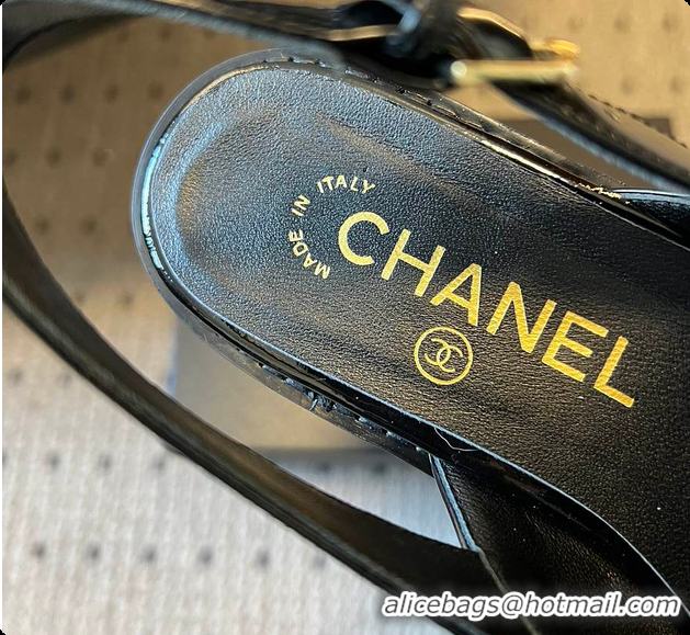 Grade Quality Chanel Slingbacks Shiny Calfskin Black 6080112