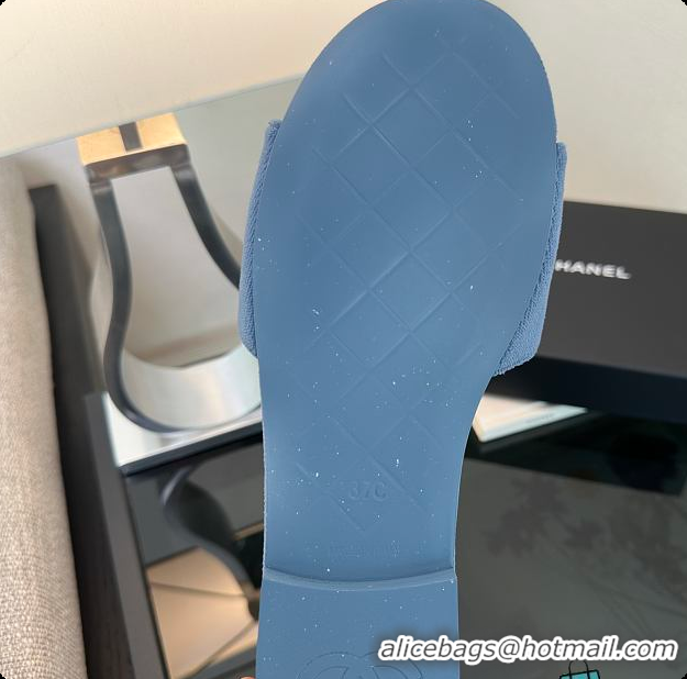 Luxury Cheap Chanel Mules Cotton Blue Denim 6080113