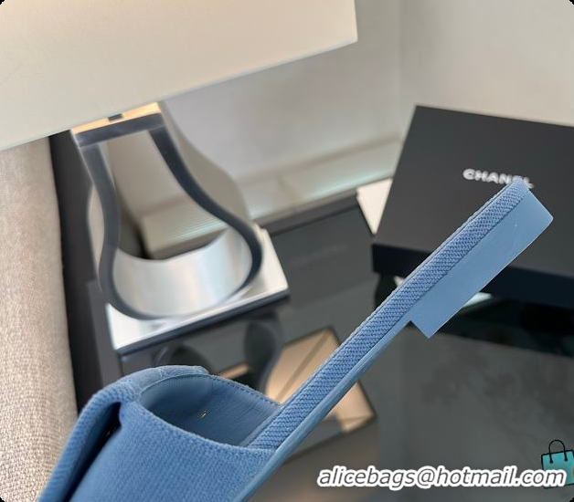 Luxury Cheap Chanel Mules Cotton Blue Denim 6080113