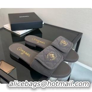Luxury Chanel Mules Cotton Dark Grey 6080113