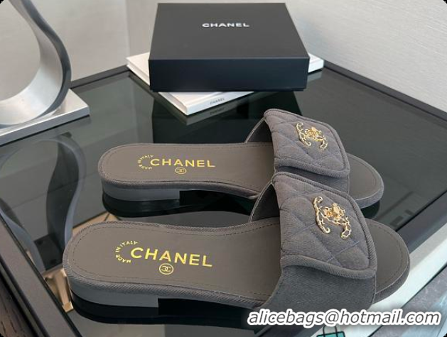 Luxury Chanel Mules Cotton Dark Grey 6080113