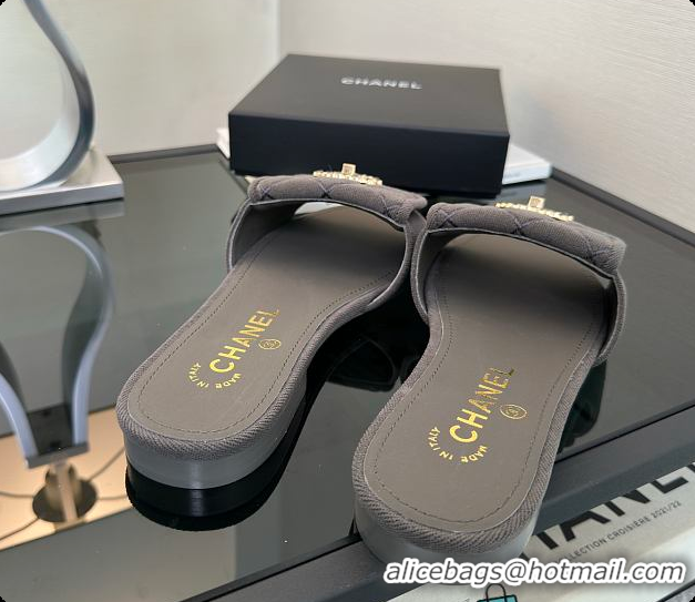 Luxury Chanel Mules Cotton Dark Grey 6080113