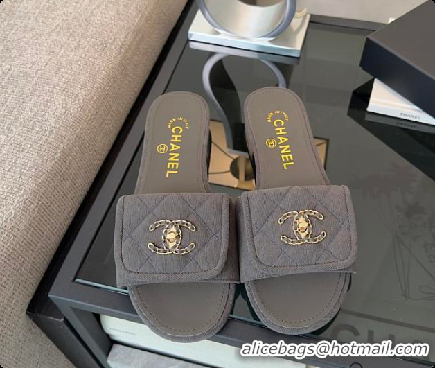 Luxury Chanel Mules Cotton Dark Grey 6080113
