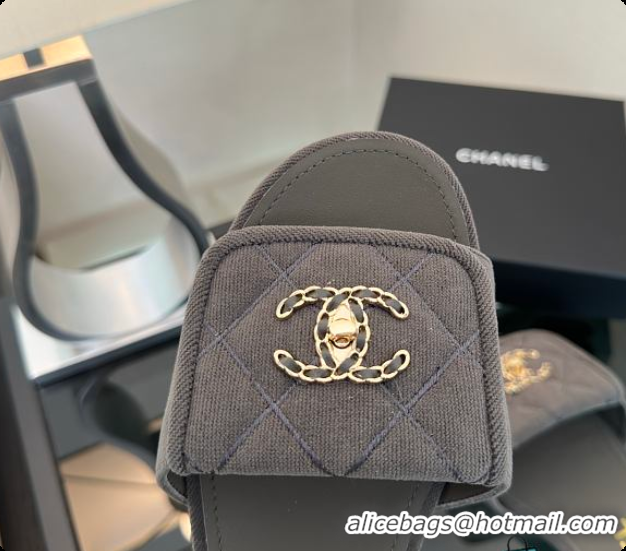 Luxury Chanel Mules Cotton Dark Grey 6080113