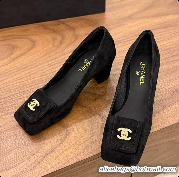 Duplicate Chanel Pumps Suede calfskin, black 6080115