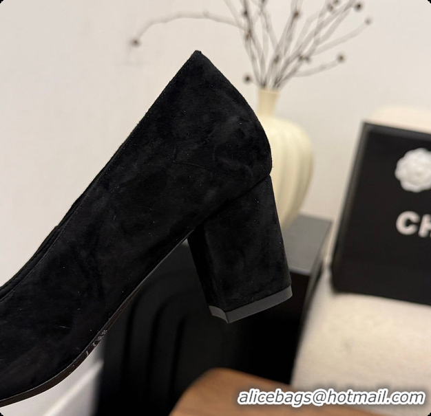 Duplicate Chanel Pumps Suede calfskin, black 6080115