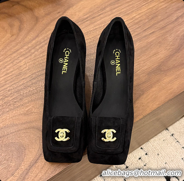 Duplicate Chanel Pumps Suede calfskin, black 6080115