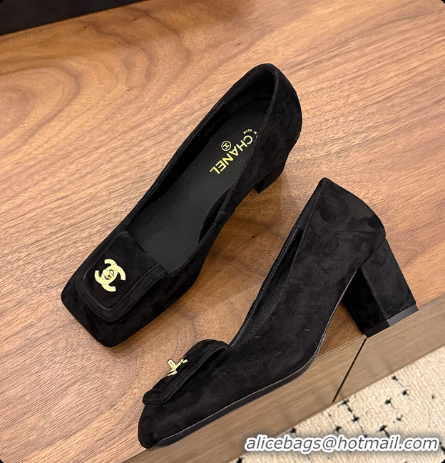 Duplicate Chanel Pumps Suede calfskin, black 6080115