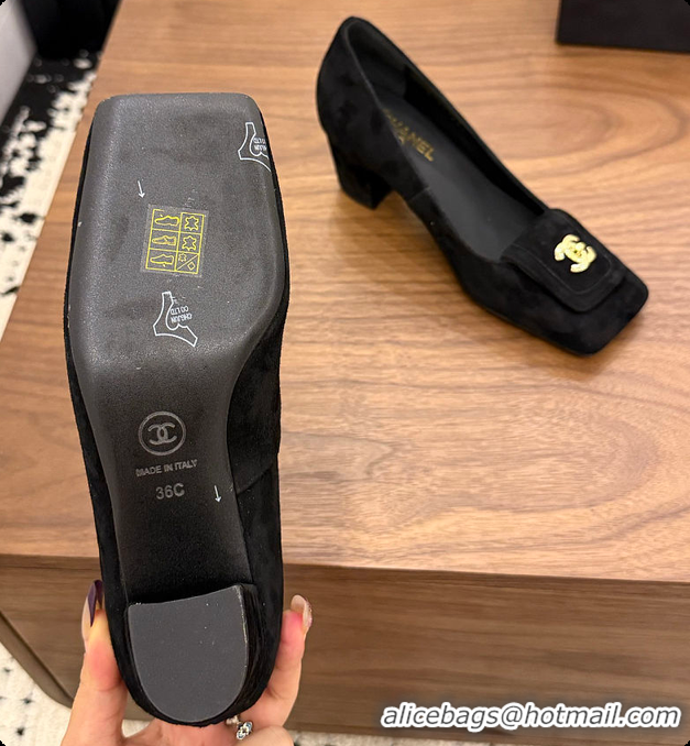 Duplicate Chanel Pumps Suede calfskin, black 6080115