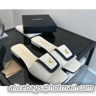 Good Product Chanel Mules Lambskin Ivory & Black 6080116