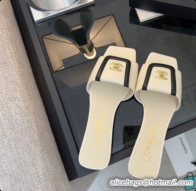 Good Product Chanel Mules Lambskin Ivory & Black 6080116