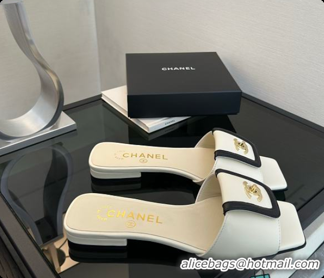 Good Product Chanel Mules Lambskin Ivory & Black 6080116