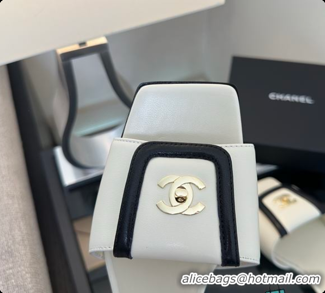 Good Product Chanel Mules Lambskin Ivory & Black 6080116