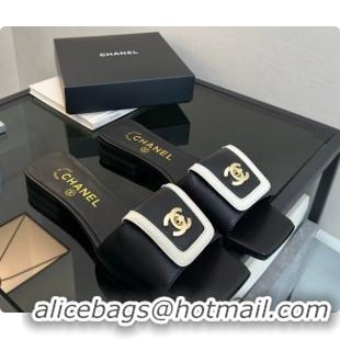 Big Discount Chanel Mules Lambskin Black & White 6080116