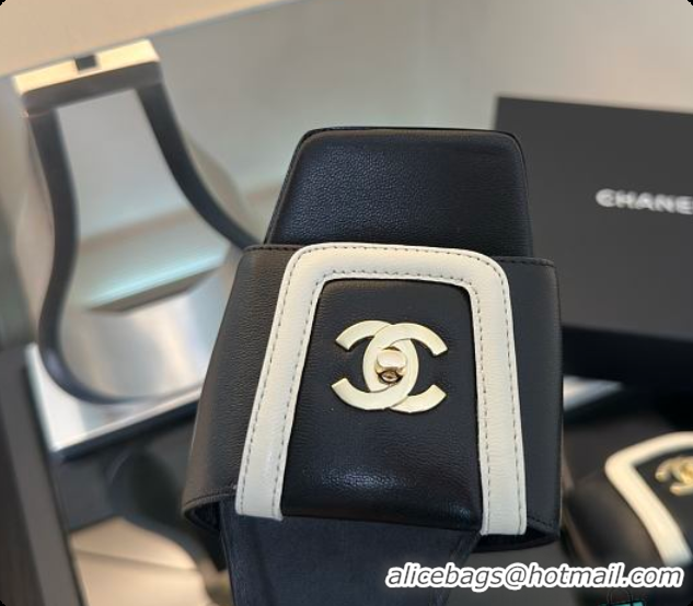 Big Discount Chanel Mules Lambskin Black & White 6080116