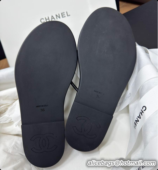 Best Product Chanel THONGS Crackled Laminated Calfskin Black 6080117