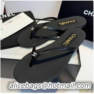 Good Product Chanel Black Leather Flip Flops 6080202