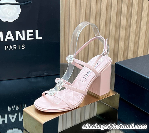 Low Cost Chanel Sandals Sheepskin Light Pink 95mm 6080203