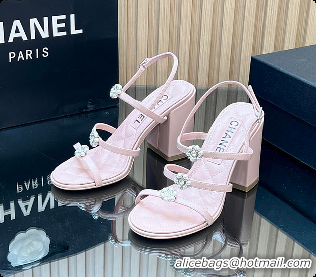 Low Cost Chanel Sandals Sheepskin Light Pink 95mm 6080203