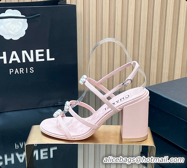 Low Cost Chanel Sandals Sheepskin Light Pink 95mm 6080203