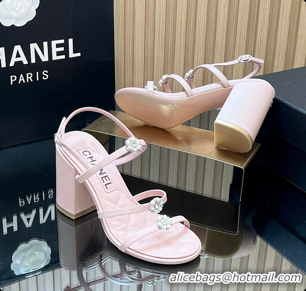 Low Cost Chanel Sandals Sheepskin Light Pink 95mm 6080203