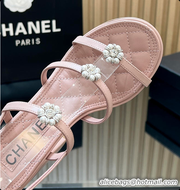 Low Cost Chanel Sandals Sheepskin Light Pink 95mm 6080203