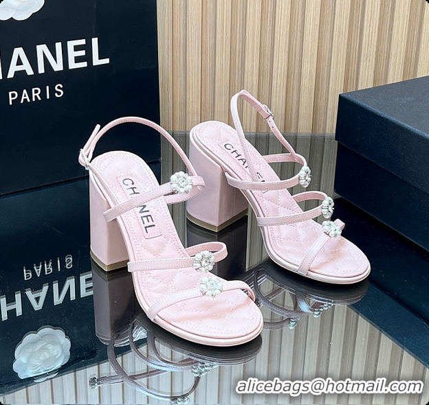 Low Cost Chanel Sandals Sheepskin Light Pink 95mm 6080203