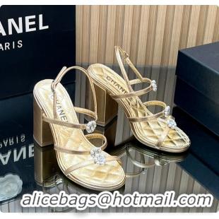 Most Popular Chanel Sandals Sheepskin with a metallic sheen Gold 95mm 6080203