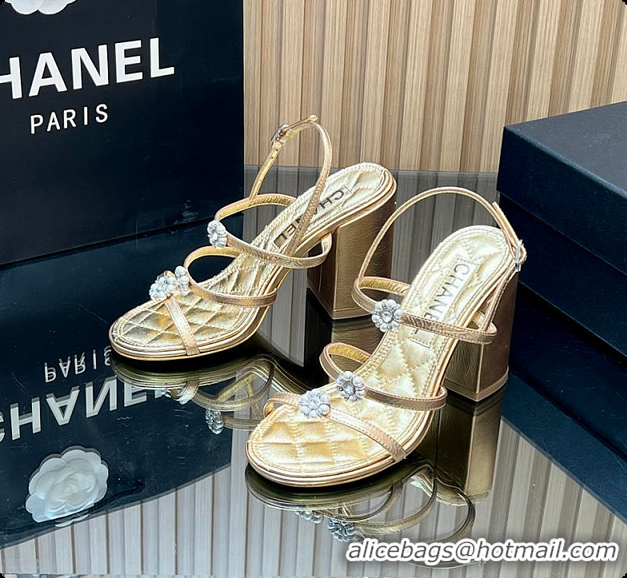 Most Popular Chanel Sandals Sheepskin with a metallic sheen Gold 95mm 6080203