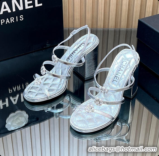 Good Looking Chanel Sandals Sheepskin with a metallic sheen Silver 95mm 6080203