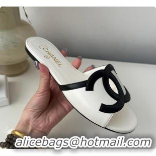 Good Quality Chanel Sandals Sheepskin White & Black 6080205