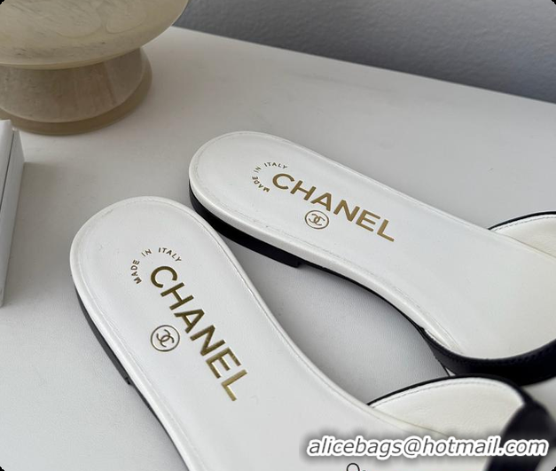 Good Quality Chanel Sandals Sheepskin White & Black 6080205