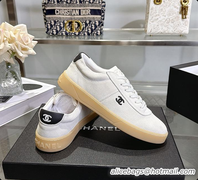 Best Price Chanel Sneakers Suede calfskin & calfskin, white & black 6080206