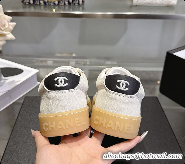 Best Price Chanel Sneakers Suede calfskin & calfskin, white & black 6080206