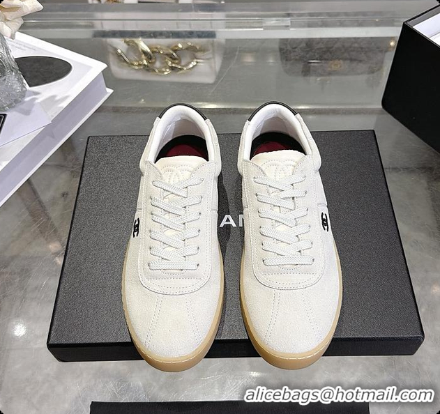 Best Price Chanel Sneakers Suede calfskin & calfskin, white & black 6080206