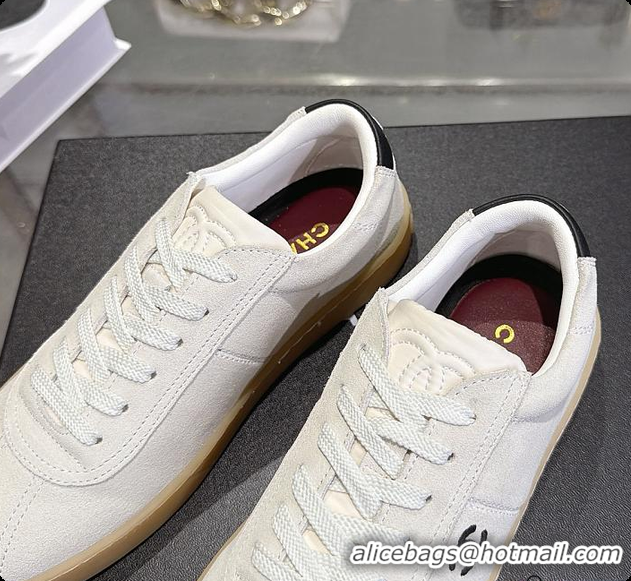 Best Price Chanel Sneakers Suede calfskin & calfskin, white & black 6080206