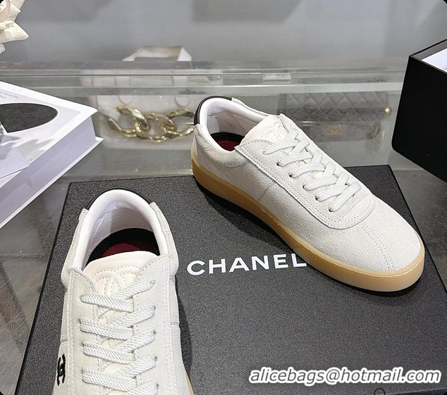 Best Price Chanel Sneakers Suede calfskin & calfskin, white & black 6080206