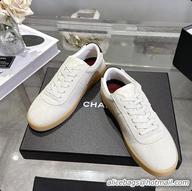 Best Price Chanel Sneakers Suede calfskin & calfskin, white & black 6080206