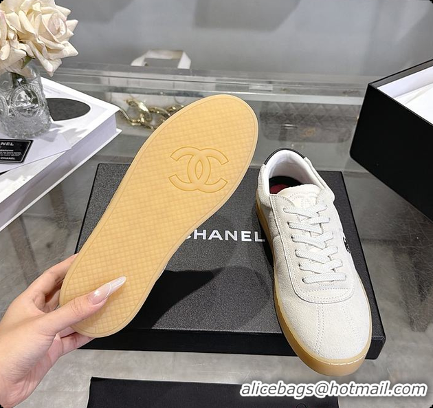 Best Price Chanel Sneakers Suede calfskin & calfskin, white & black 6080206