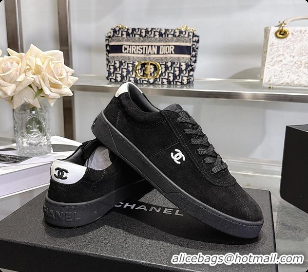 Charming Chanel Sneakers Suede calfskin & calfskin, Black & White 6080206