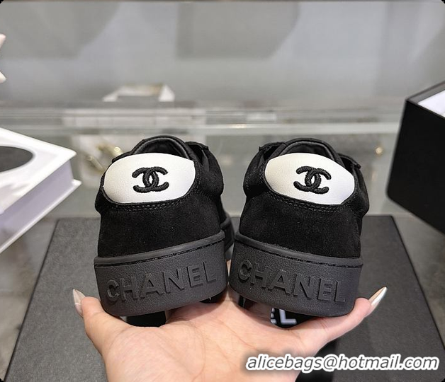 Charming Chanel Sneakers Suede calfskin & calfskin, Black & White 6080206
