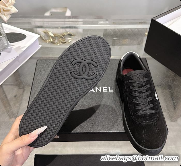 Charming Chanel Sneakers Suede calfskin & calfskin, Black & White 6080206