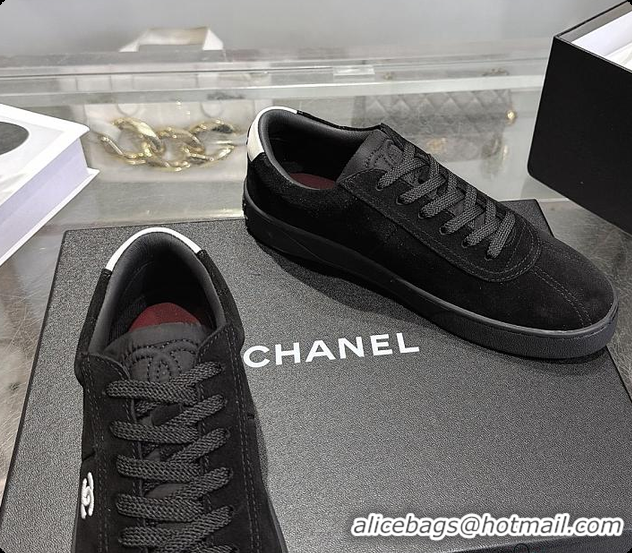 Charming Chanel Sneakers Suede calfskin & calfskin, Black & White 6080206