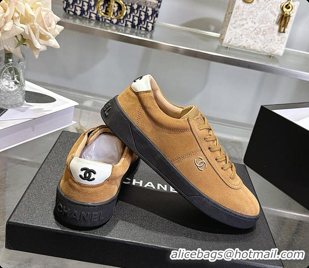 Pretty Style Chanel Sneakers Suede calfskin & calfskin, Brown & Black 6080206