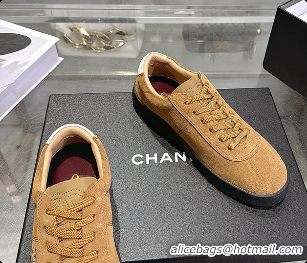 Pretty Style Chanel Sneakers Suede calfskin & calfskin, Brown & Black 6080206