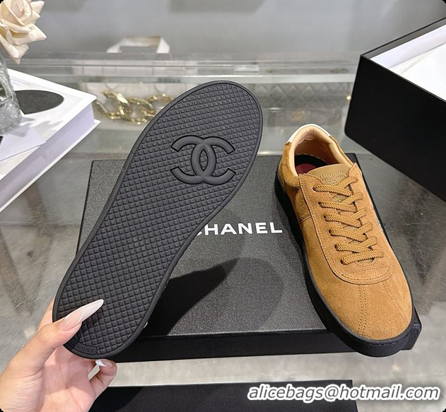 Pretty Style Chanel Sneakers Suede calfskin & calfskin, Brown & Black 6080206