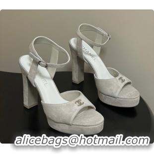 Popular Style Chanel Sandals Suede Kidskin Gray 6080207