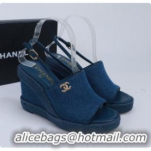 Good Quality Chanel Sandals Washed Denim Blue 6080208